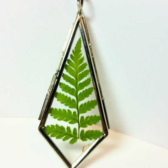 Fern Necklace Pressed Fern charm dried ferm Terrarium pendant Botanical locket - Picture 3 of 11